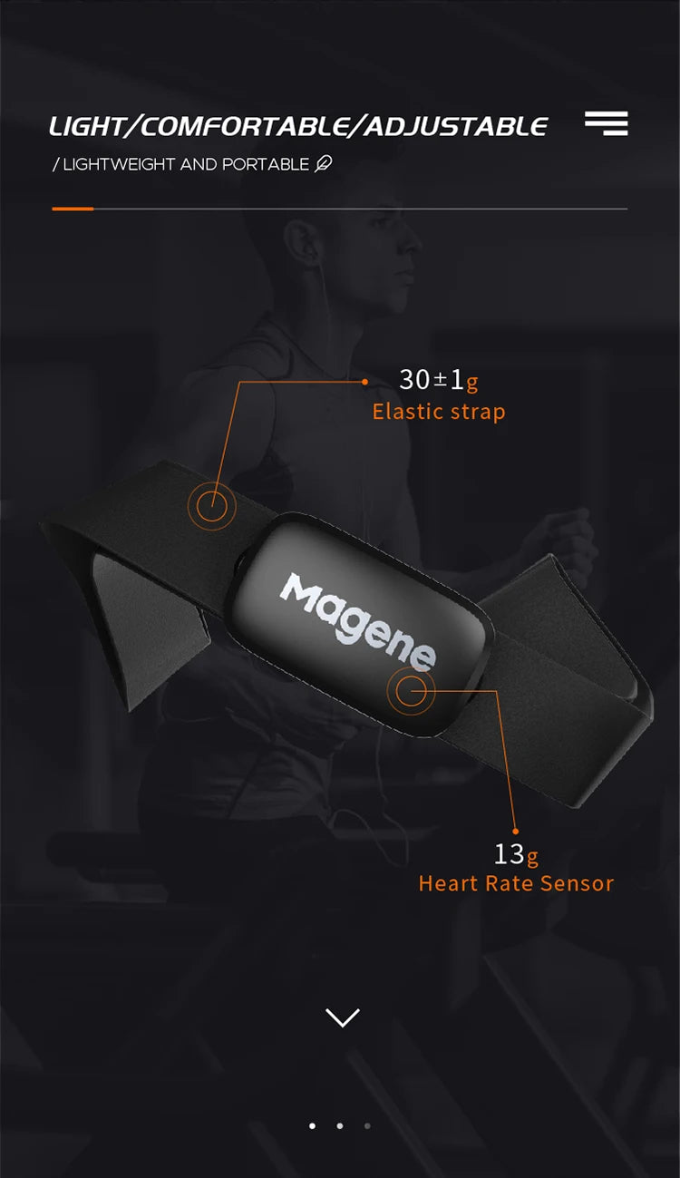 Magene Mover H64 Heart Rate Sensor Dual Mode ANT Bluetooth With Chest Strap Cycling Computer Bike forWahoo Garmin Sports Monitor - Gym&Gadgets