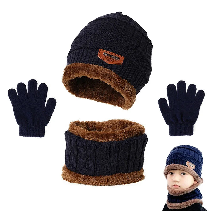 Winter Hat Scarf and Gloves Set Plush Warmer Children. - Gym&Gadgets