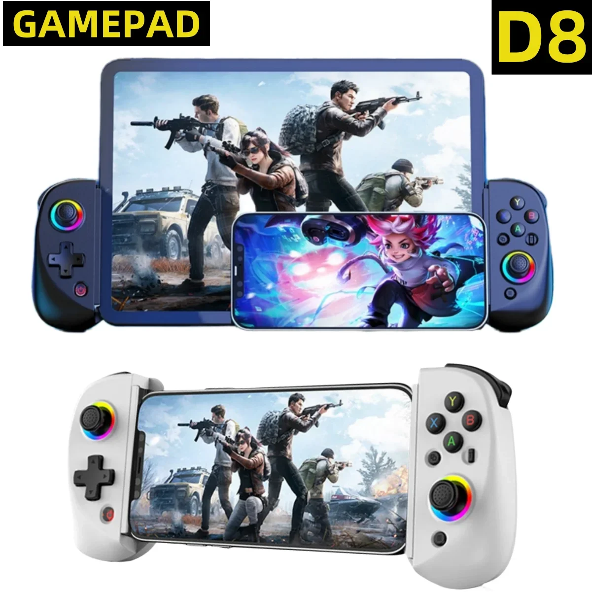 D8 Telescopic Gamepad Controller Joystick Turbo 6-axis Gyro Vibration Wireles Bluetooth.