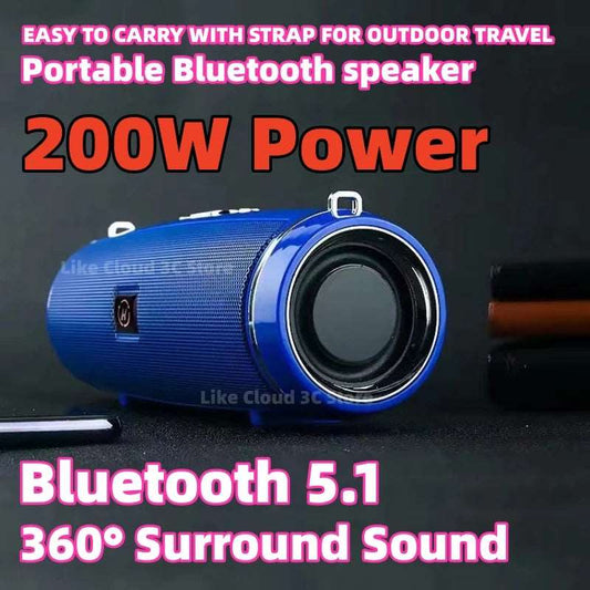 200W High-power Bluetooth Speakers Portable Outdoor subwoofer 6D Surround sound system support TWS/FM/voice call caixa de som - Gym&Gadgets