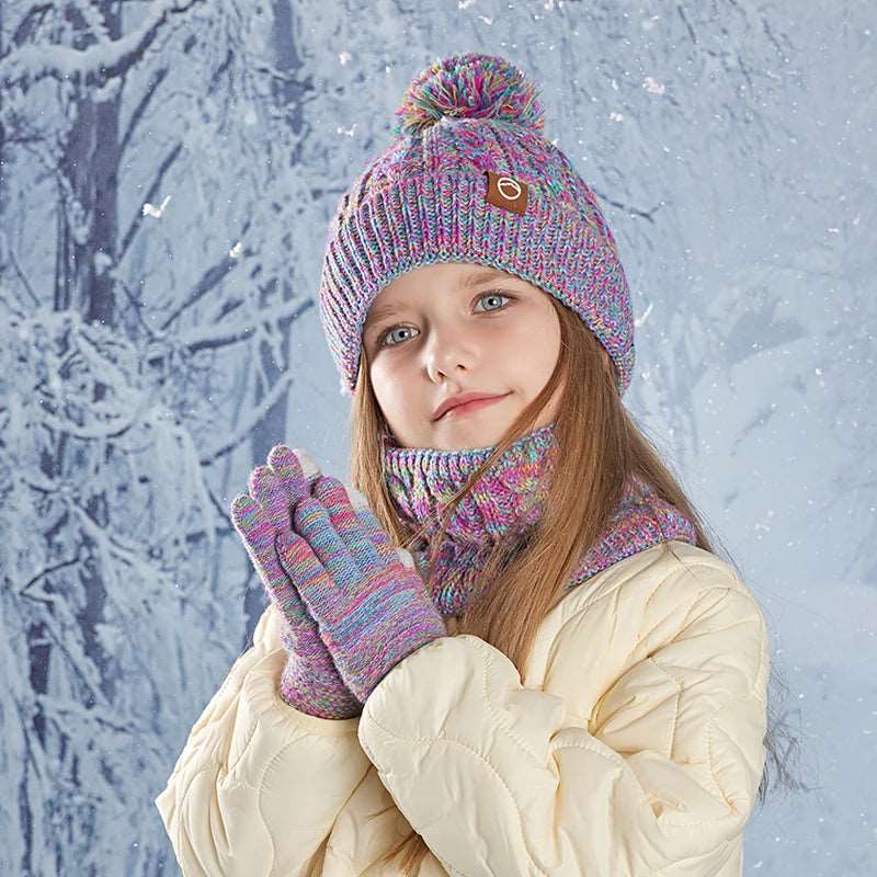 3pc Kids Winter Hat Scarf Gloves Set Unisex Children Beanie. - Gym&Gadgets