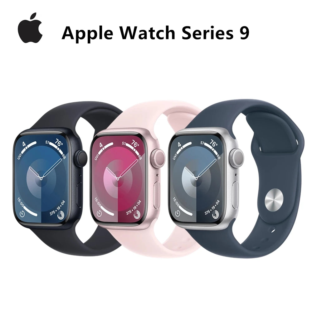 100% Original 2023 NEW Apple Watch Series 9 41mm / 45mm GPS Apple Watch S9 Aluminum Case with Sport Band iOS Smart Watch - Gym&Gadgets