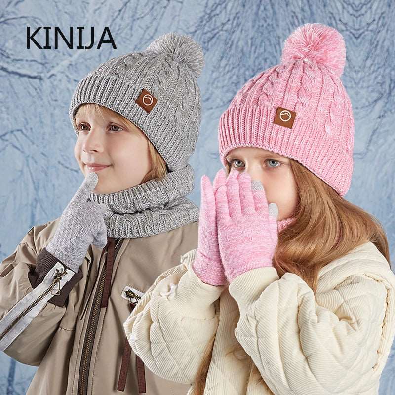 3pc Kids Winter Hat Scarf Gloves Set Unisex Children Beanie. - Gym&Gadgets