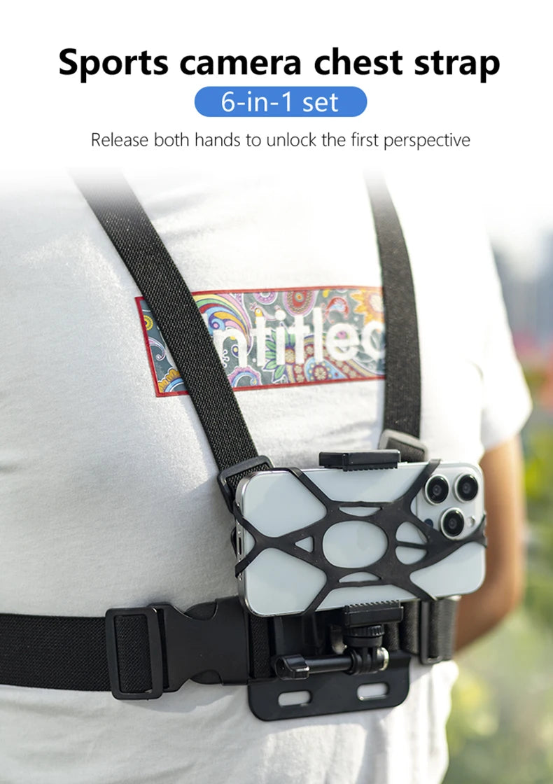 Chest Strap Mount Belt for Gopro Hero Camera Phone Holder for Smartphone Xiaomi iPhone 13 14 Pro Max insta360 x3 Accessories - Gym&Gadgets