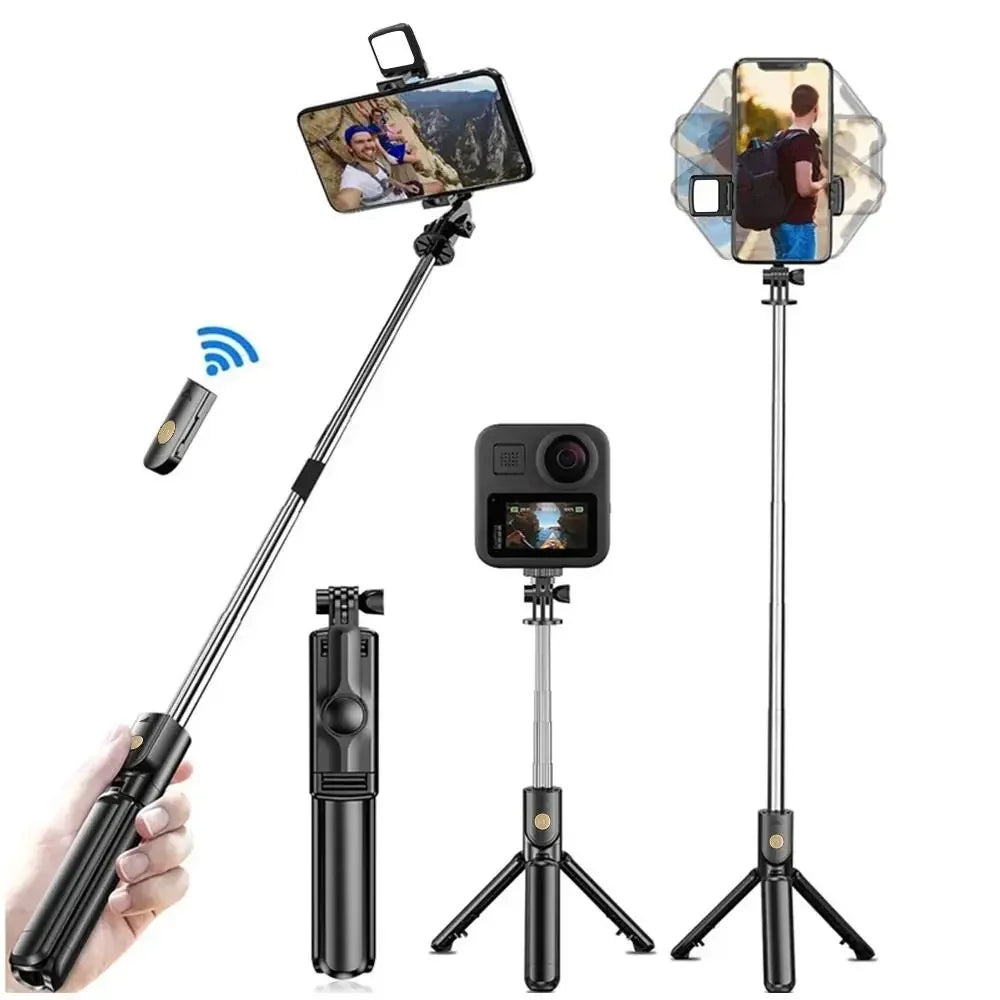 Wireless Selfie Stick Tripod Stand with Light Bluetooth Remote Extendable Tripod for iPhone Mobile Phone Tiktok Live Streaming - Gym&Gadgets