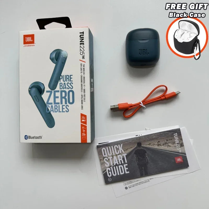 Original JBL Tune 225TWS True Wireless Bluetooth Earbud Headphones T225 TWS Stereo Earbuds Bass Sound Headset with Free cover - Gym&Gadgets