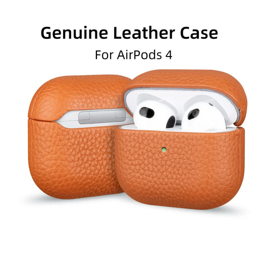 Leather Case For AirPods 4 Business Earphone Cases For Apple AirPods 4 4th Generation 2024 Cover Headset Shell MagSafe Case - Gym&Gadgets