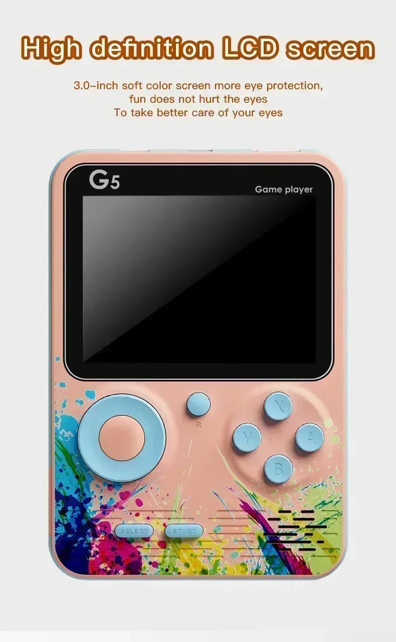 G5 Retro Handheld Game Console with 500 Classic Games 3.0Inch Screen Portable Gamepad Macaron Color 1020mAH Rechargeable Battery - Gym&Gadgets