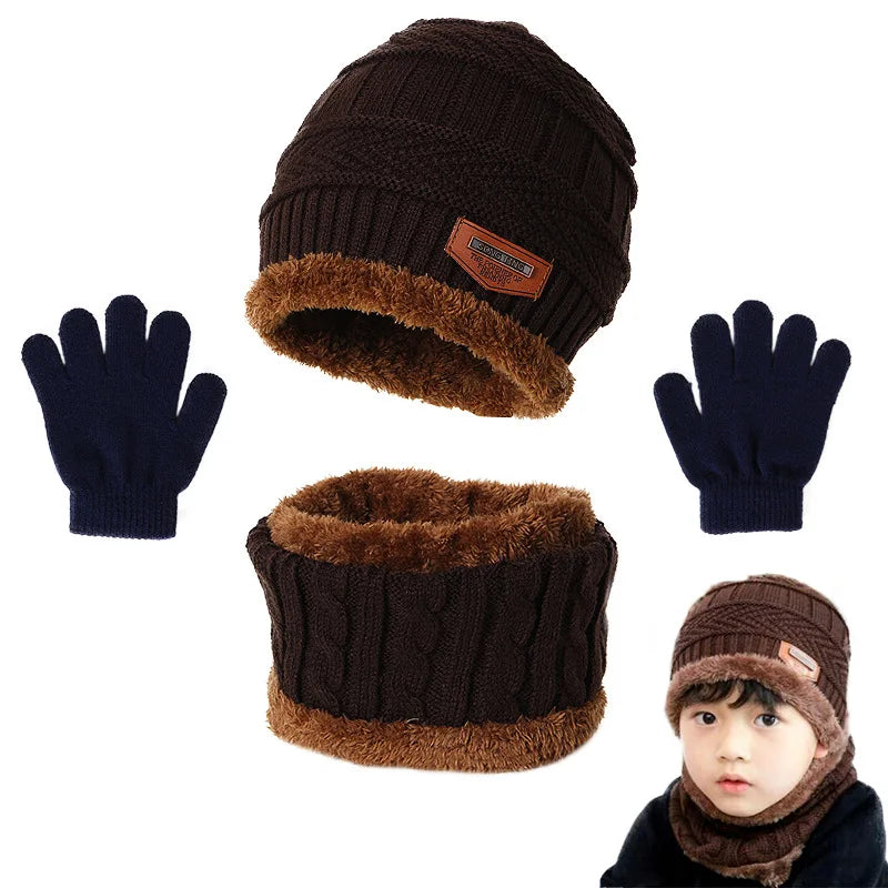 Winter Hat Scarf and Gloves Set Plush Warmer Children. - Gym&Gadgets