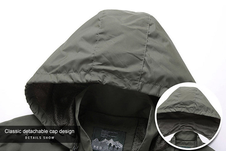 Windbreaker Men Tactical Jacket Waterproof Outdoor Hooded Coat Sport.