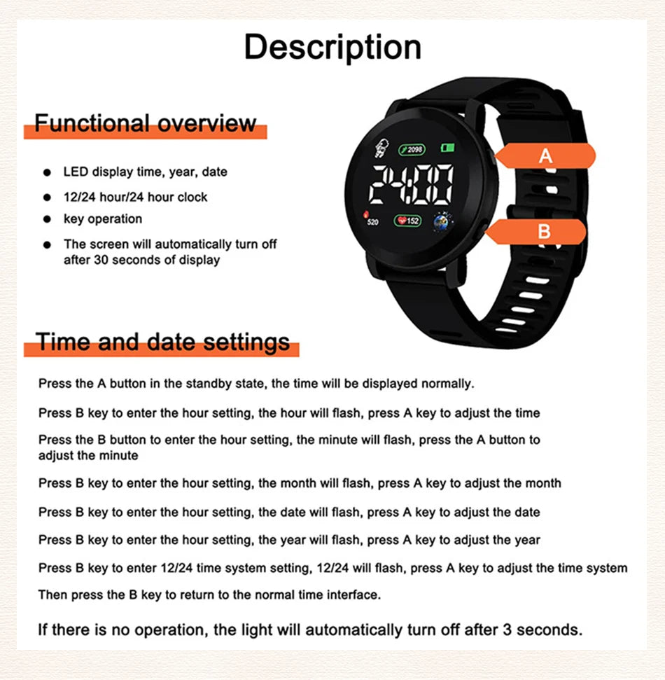 Couple Watches LED Digital Watch for Men Women Sports Army Military Silicone Watch Electronic Clock Hodinky Reloj Hombre - Gym&Gadgets