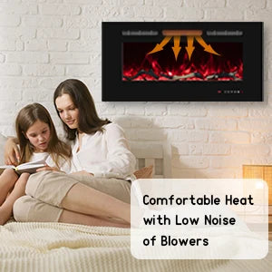 Electric Fireplace 60 Inch , Wall Mounted Fireplace Inserts Electric Heater.