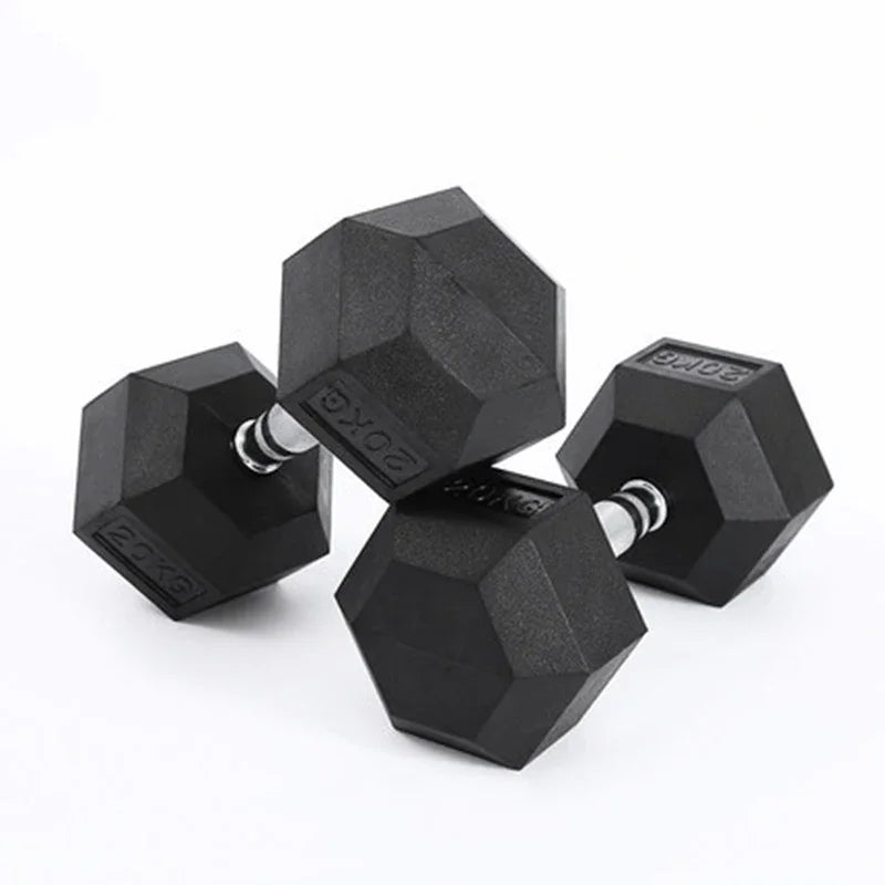 Hexagonal Fixed Dumbbells Men's Fitness Equipment Home Ladies Rubber Dumbbells - Gym&Gadgets