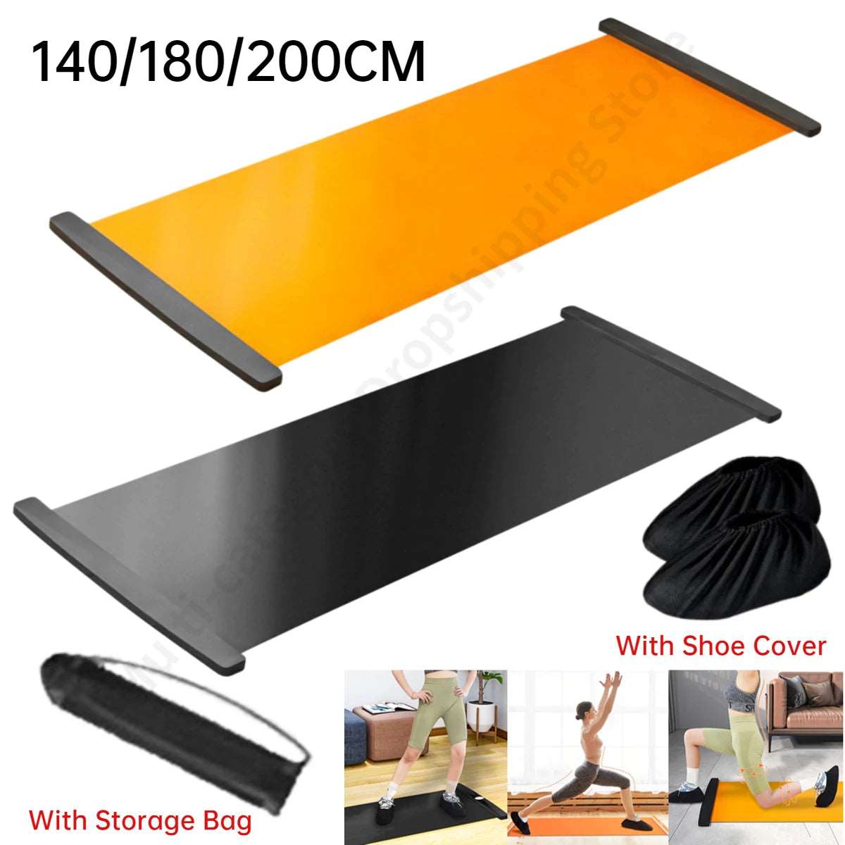 140/180/200CM Yoga Sliding Mat Sport Fitness Glide Pilates Skating Training Board Mat for Ice Hockey Roller Skating Leg Exercise - Gym&Gadgets