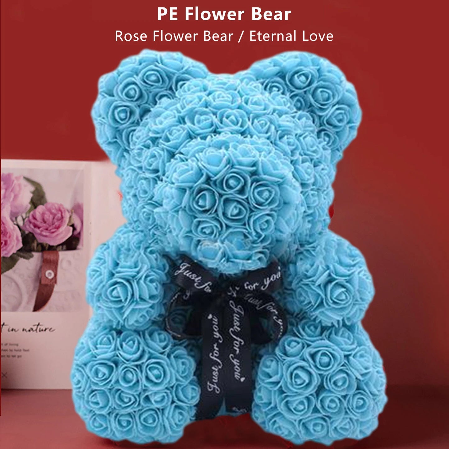 Valentines Day Gift Forever Teddy Bear Rose Artificial Flowers .