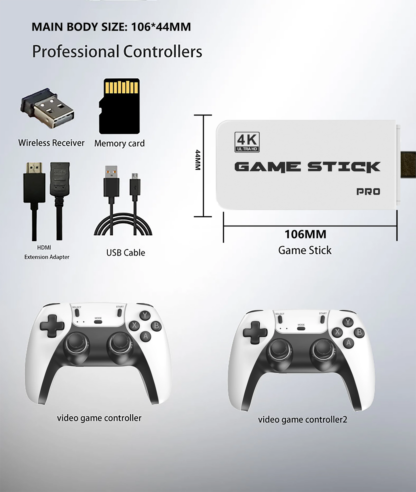 M15 4K Pro Game Stick 64G 30000+ Video Game Console 2.4G Double Wireless Controller 4K Retro Game TV Stick Retro Classic Games - Gym&Gadgets