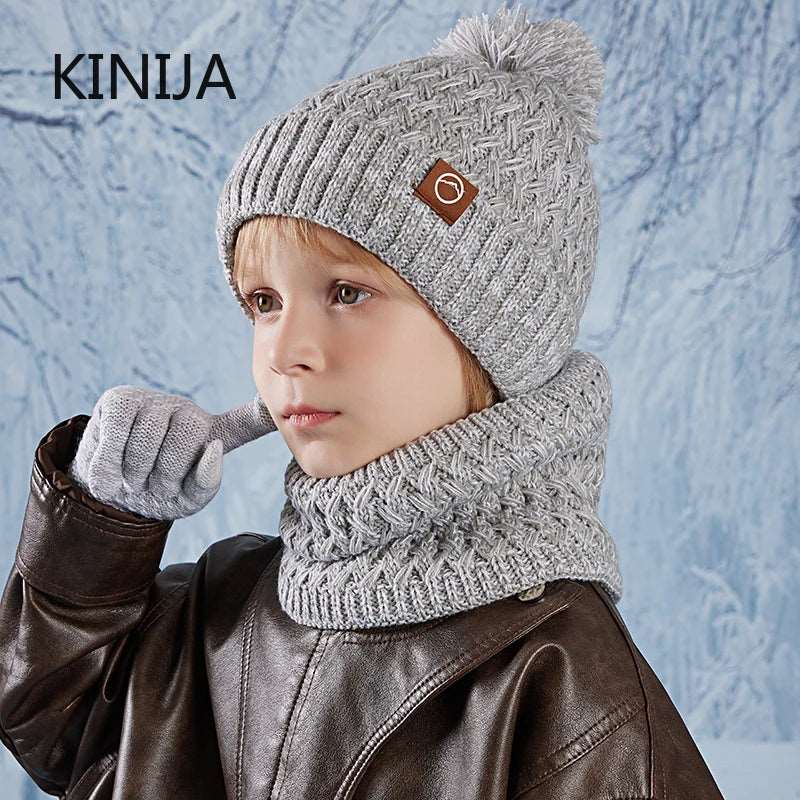 3pc Kids Winter Hat Scarf Gloves Set Unisex Children Beanie. - Gym&Gadgets