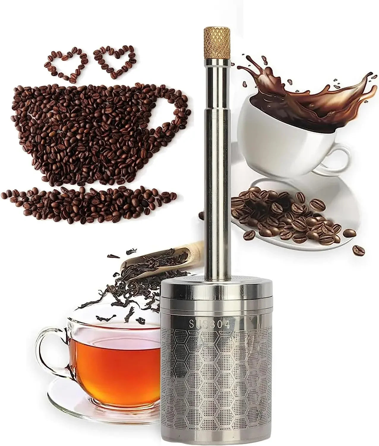 1Pcs Portable Pressing Coffee Latte Tea Release Mixer Tools.