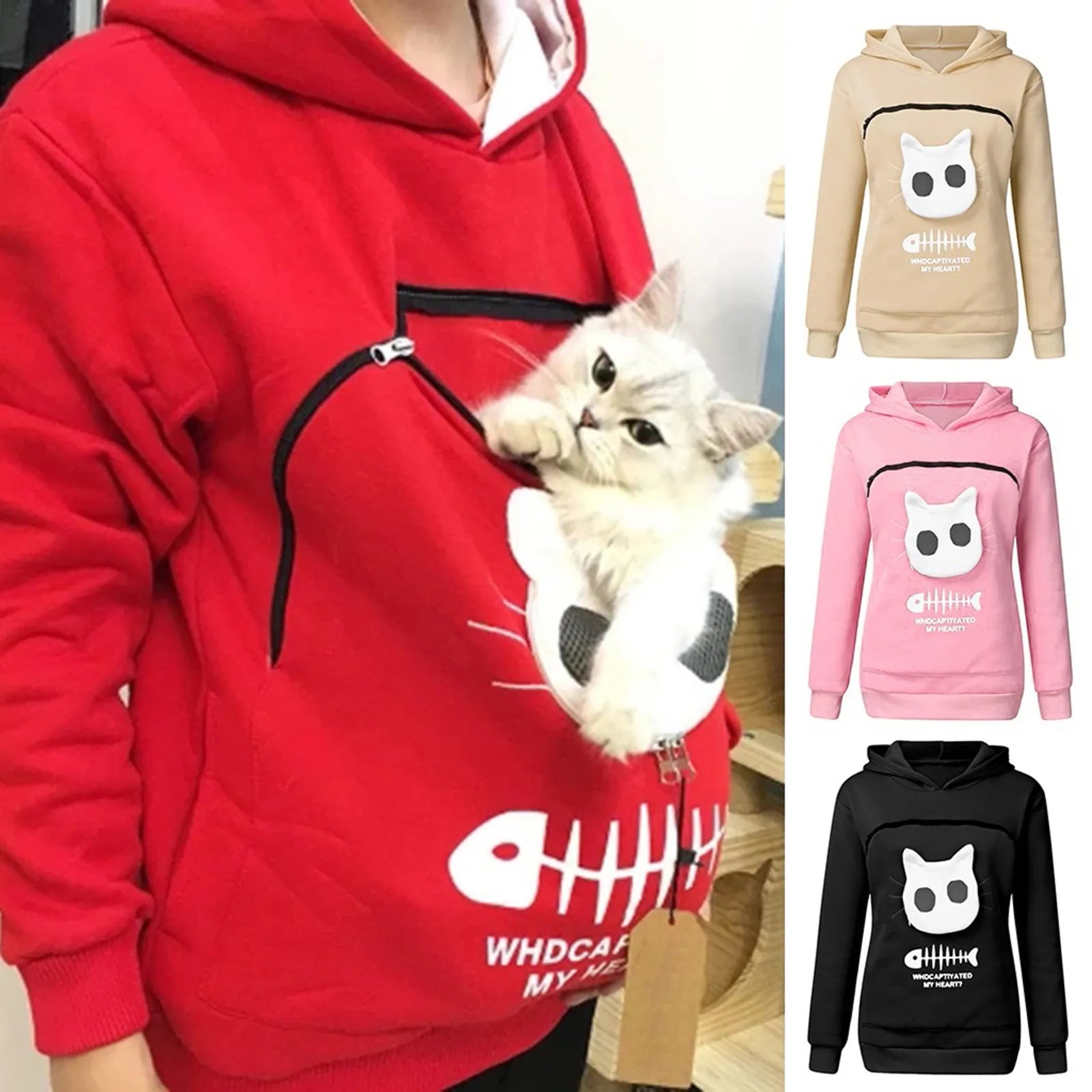 Sweatshirt Cat Lovers Hoodie Kangaroo Dog Pet Paw Pullovers Cuddle Pouch Sweatshirt Pocket Animal Ear Hooded Dropshipping - Gym&Gadgets