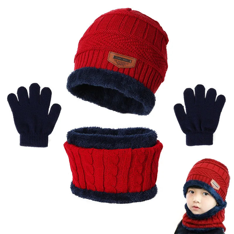 Winter Hat Scarf and Gloves Set Plush Warmer Children. - Gym&Gadgets