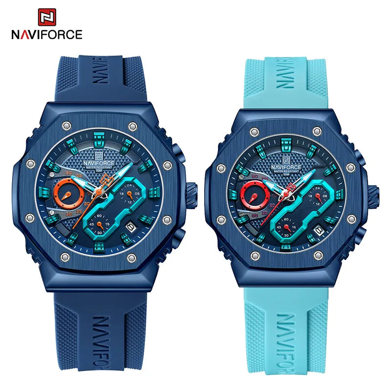 NAVIFORCE Fashion Sport Lover's Watches for Men and Women Silicone Strap Military Waterproof High Quality Couple Wrist watches - Gym&Gadgets