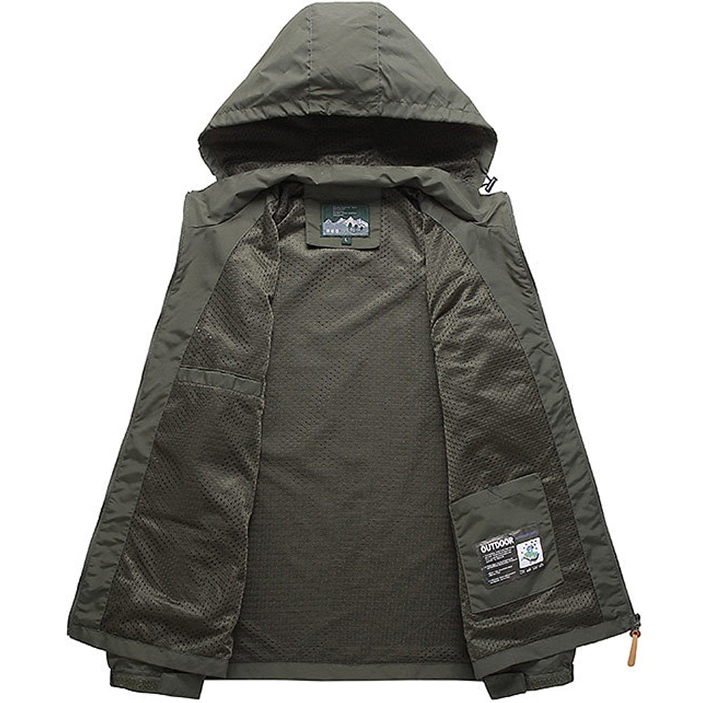 Windbreaker Men Tactical Jacket Waterproof Outdoor Hooded Coat Sport.