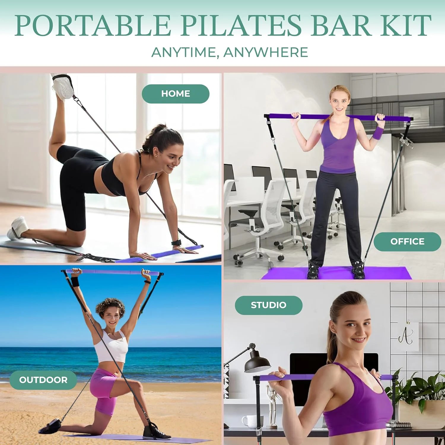 Pilates Bar Kit with Resistance Bands,3-Section Pilates Bar with Stackable Bands Workout Equipment for Legs,Hip,Waist and Arm,Ex - Gym&Gadgets