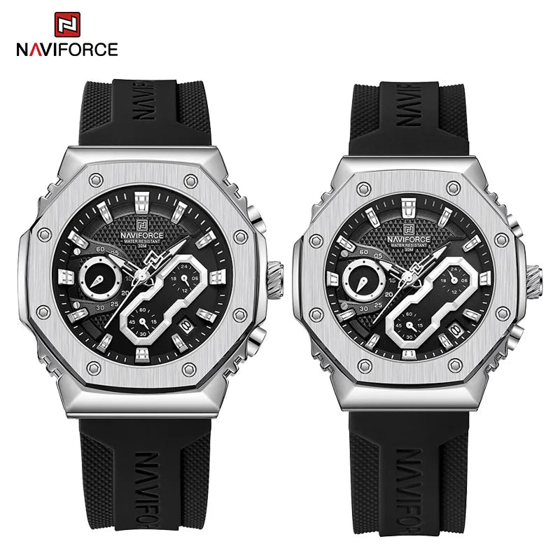 NAVIFORCE Fashion Sport Lover's Watches for Men and Women Silicone Strap Military Waterproof High Quality Couple Wrist watches - Gym&Gadgets