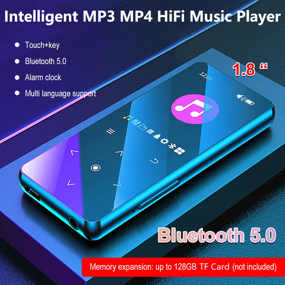 Portable MP3 Player Bluetooth 5.0 MP4 Player HiFi Lossless Music Player Video Playback With FM Radio Recording For Walkman New - Gym&Gadgets