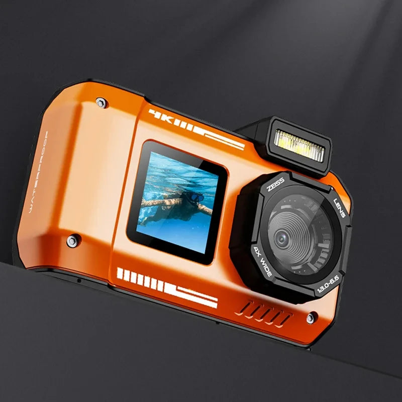 6500W high-definition pixels waterproof camera D50 Dual screen selfie Outdoor sports HD diving underwater 10 meters swimming - Gym&Gadgets