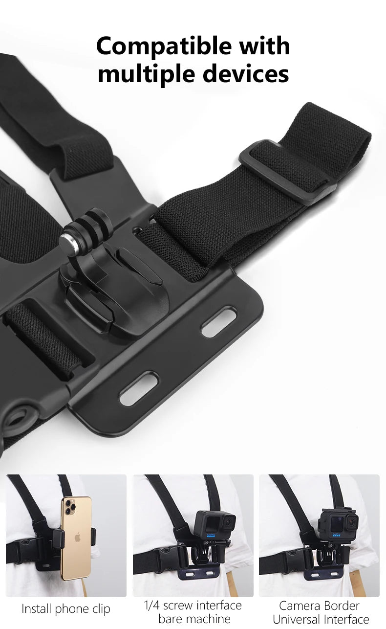 Chest Strap Mount Belt for Gopro Hero Camera Phone Holder for Smartphone Xiaomi iPhone 13 14 Pro Max insta360 x3 Accessories - Gym&Gadgets