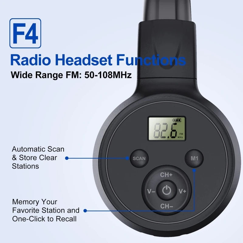 Portable Personal FM Radio Rechargeable Headphone Ear Muffs Foldable Design LCD Display FM Radio Headset Scalable Design - Gym&Gadgets