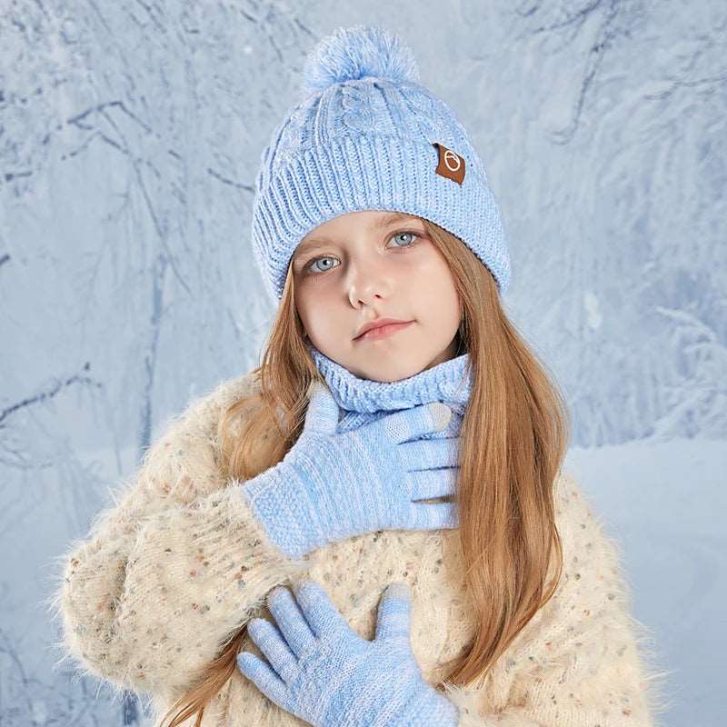 3pc Kids Winter Hat Scarf Gloves Set Unisex Children Beanie. - Gym&Gadgets