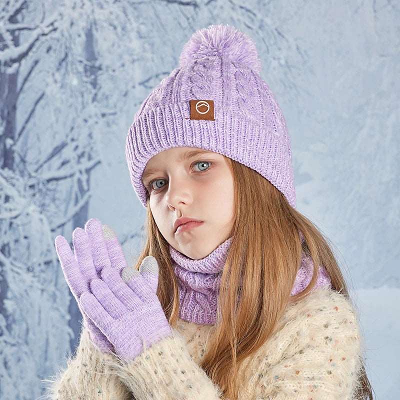 3pc Kids Winter Hat Scarf Gloves Set Unisex Children Beanie. - Gym&Gadgets