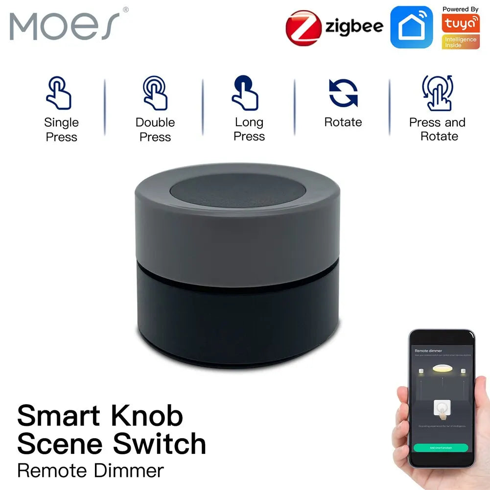 MOES Tuya ZigBee Smart Knob Switch Wireless Scene Switch Button Controller Battery Powered Automation Scenario Smart Life App - Gym&Gadgets