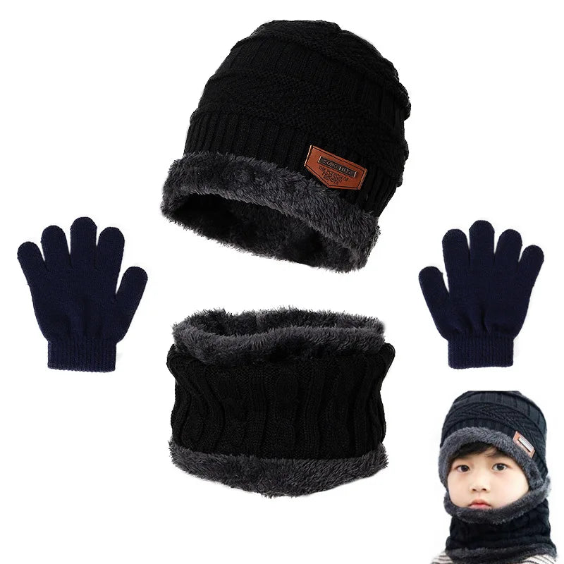 Winter Hat Scarf and Gloves Set Plush Warmer Children. - Gym&Gadgets