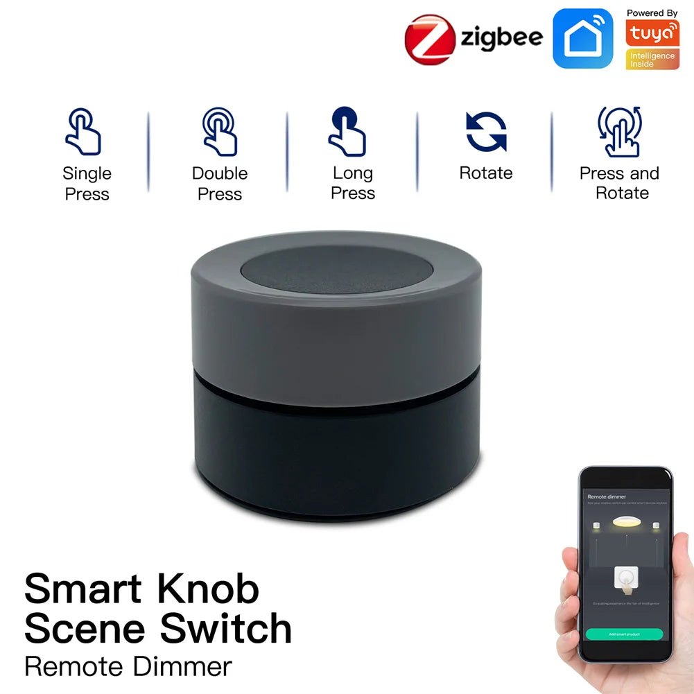 MOES Tuya ZigBee Smart Knob Switch Wireless Scene Switch Button Controller Battery Powered Automation Scenario Smart Life App - Gym&Gadgets