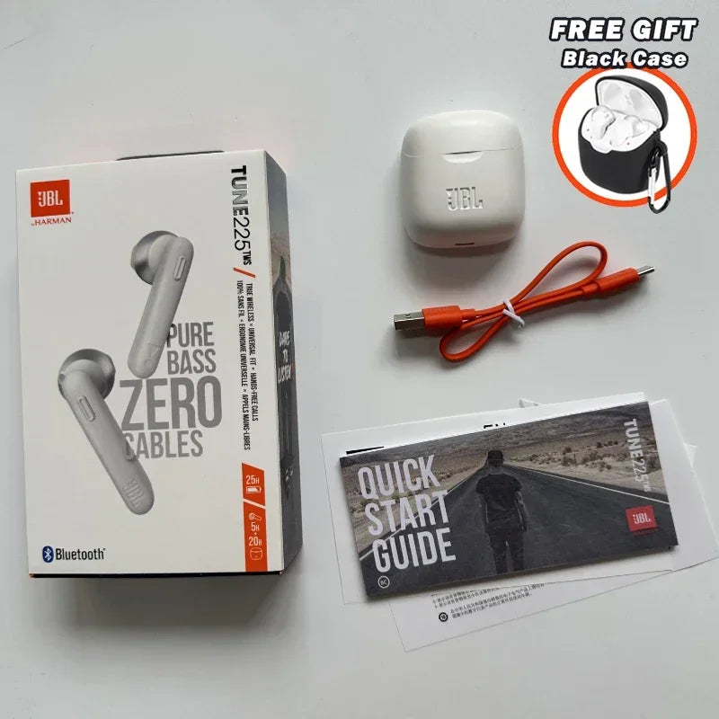 Original JBL Tune 225TWS True Wireless Bluetooth Earbud Headphones T225 TWS Stereo Earbuds Bass Sound Headset with Free cover - Gym&Gadgets