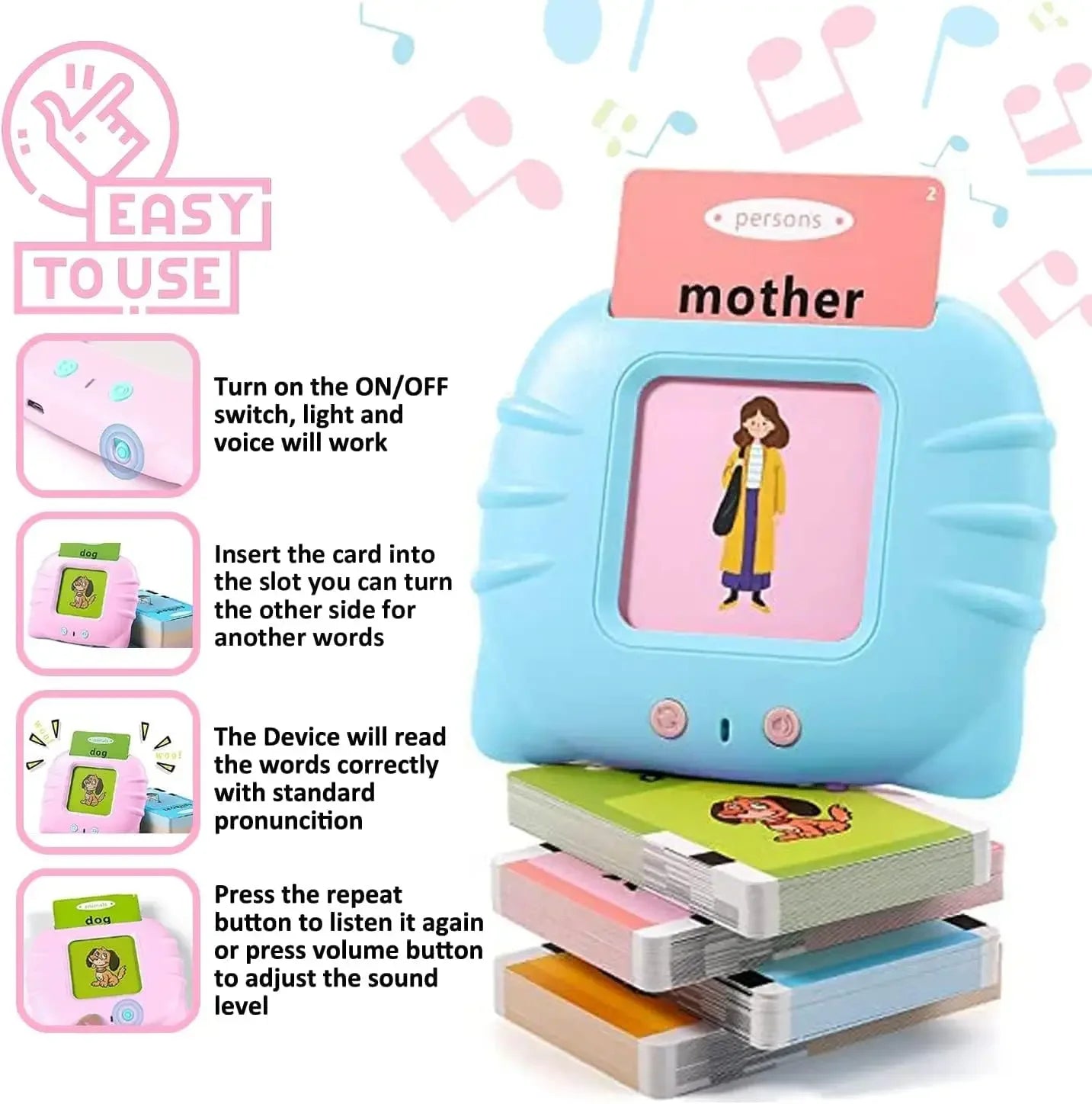 Early Education Flash Card Machine Learning Talking Language English Electronic .