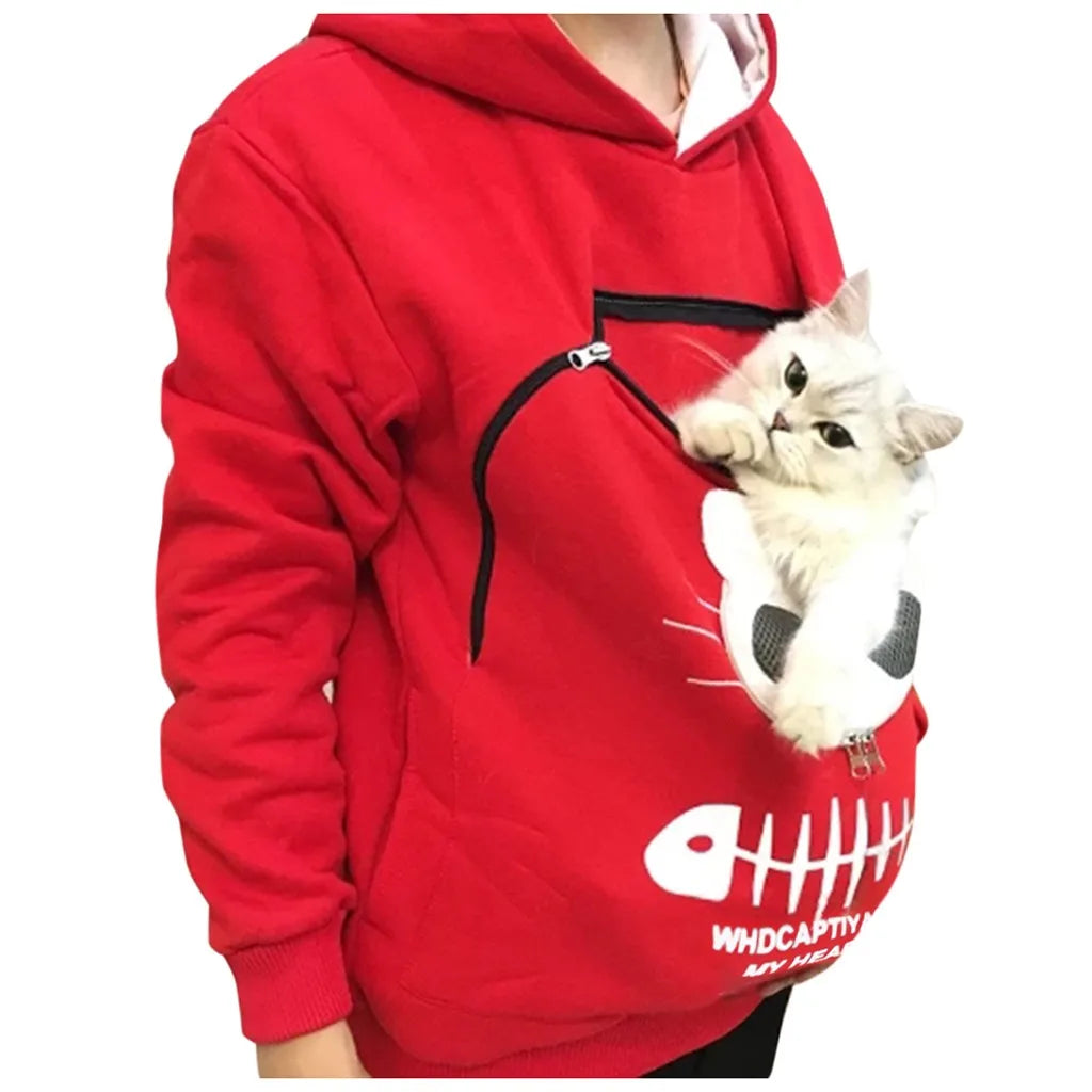 Sweatshirt Cat Lovers Hoodie Kangaroo Dog Pet Paw Pullovers Cuddle Pouch Sweatshirt Pocket Animal Ear Hooded Dropshipping - Gym&Gadgets