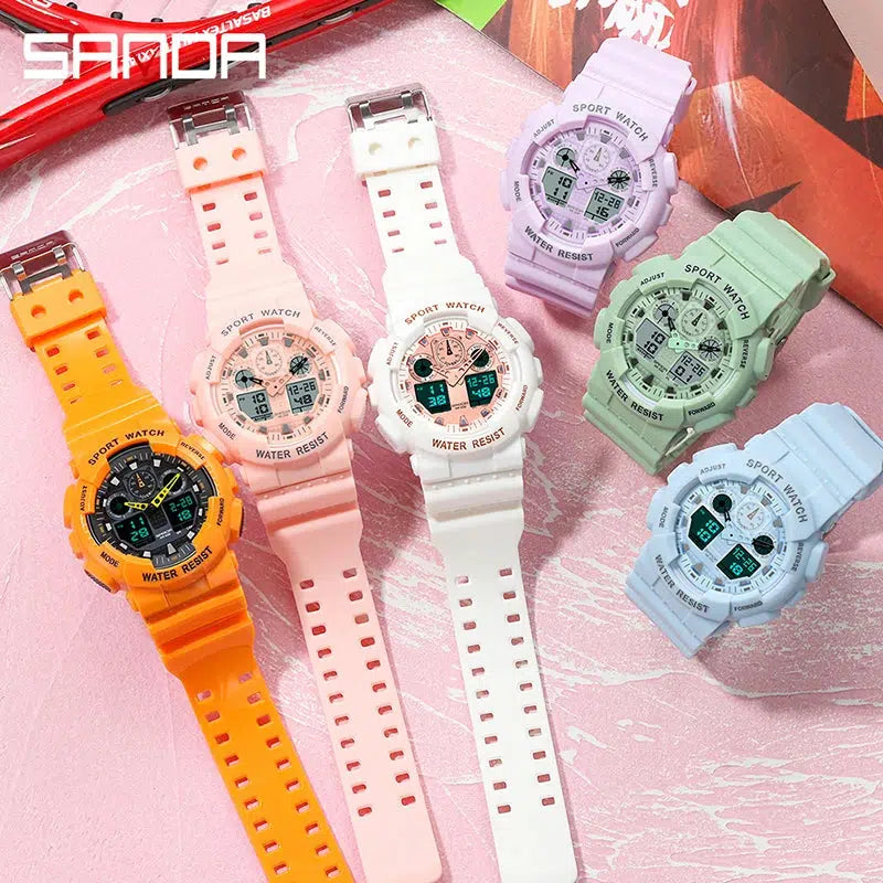 SANDA Multifunctional Sports Watch Waterproof Luminous Dual Movement Quartz Electronic Watch Fashion Couple Watch for Men Women - Gym&Gadgets