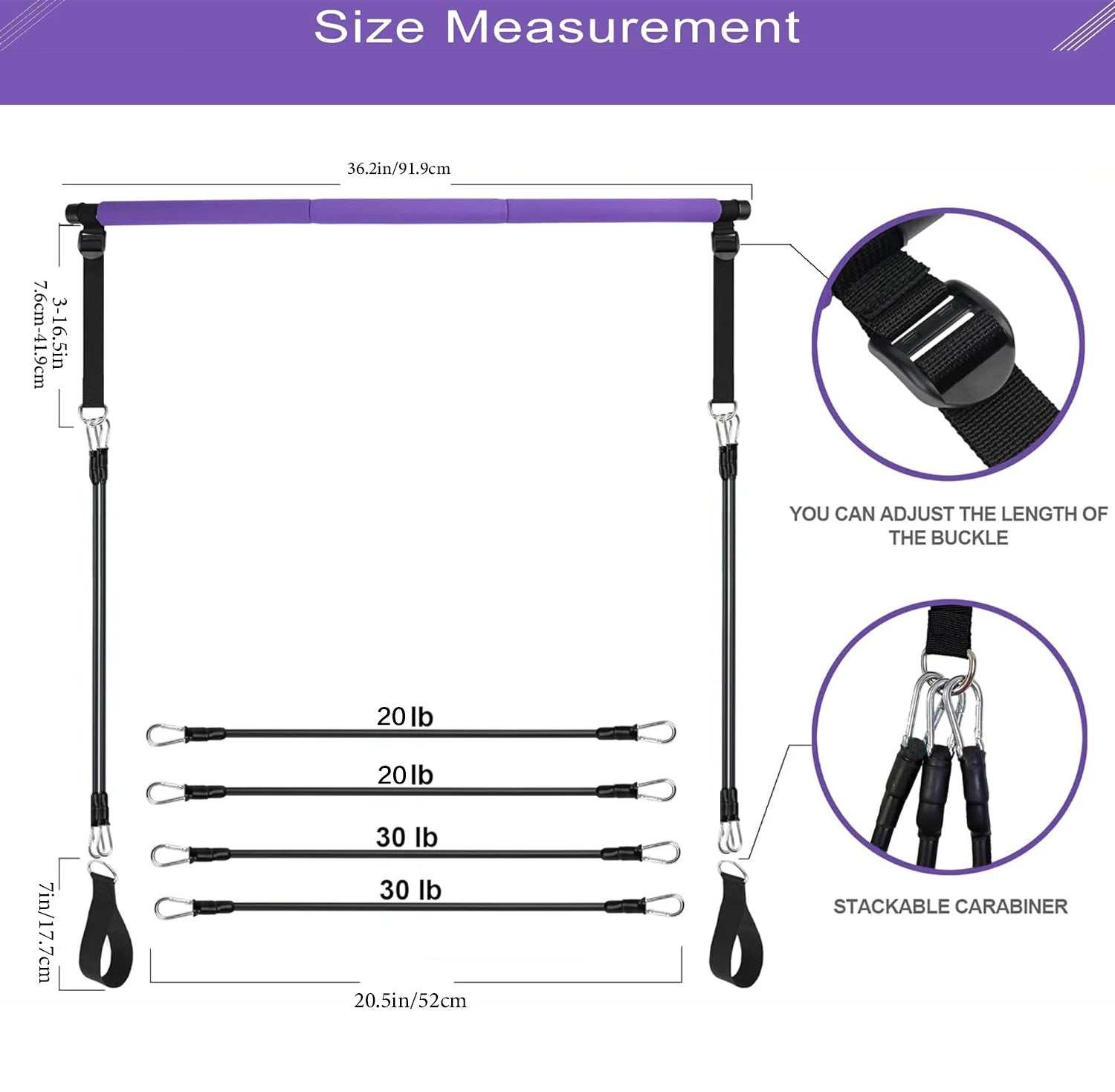 Pilates Bar Kit with Resistance Bands,3-Section Pilates Bar with Stackable Bands Workout Equipment for Legs,Hip,Waist and Arm,Ex - Gym&Gadgets