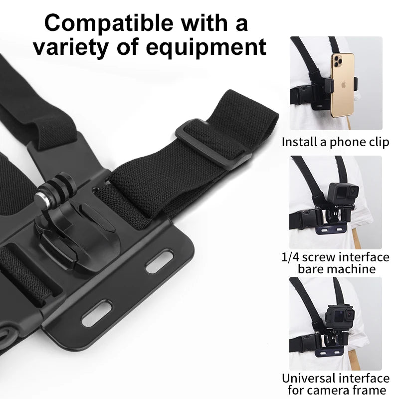 Chest Strap Mount Belt for Gopro Hero Camera Phone Holder for Smartphone Xiaomi iPhone 13 14 Pro Max insta360 x3 Accessories - Gym&Gadgets