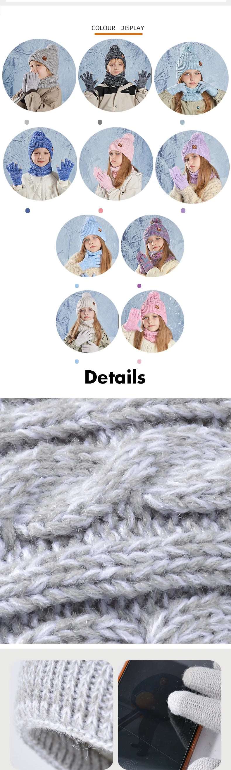 3pc Kids Winter Hat Scarf Gloves Set Unisex Children Beanie. - Gym&Gadgets