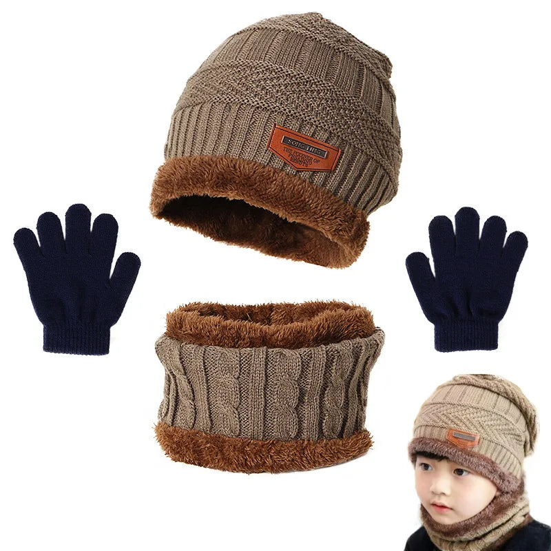 Winter Hat Scarf and Gloves Set Plush Warmer Children. - Gym&Gadgets