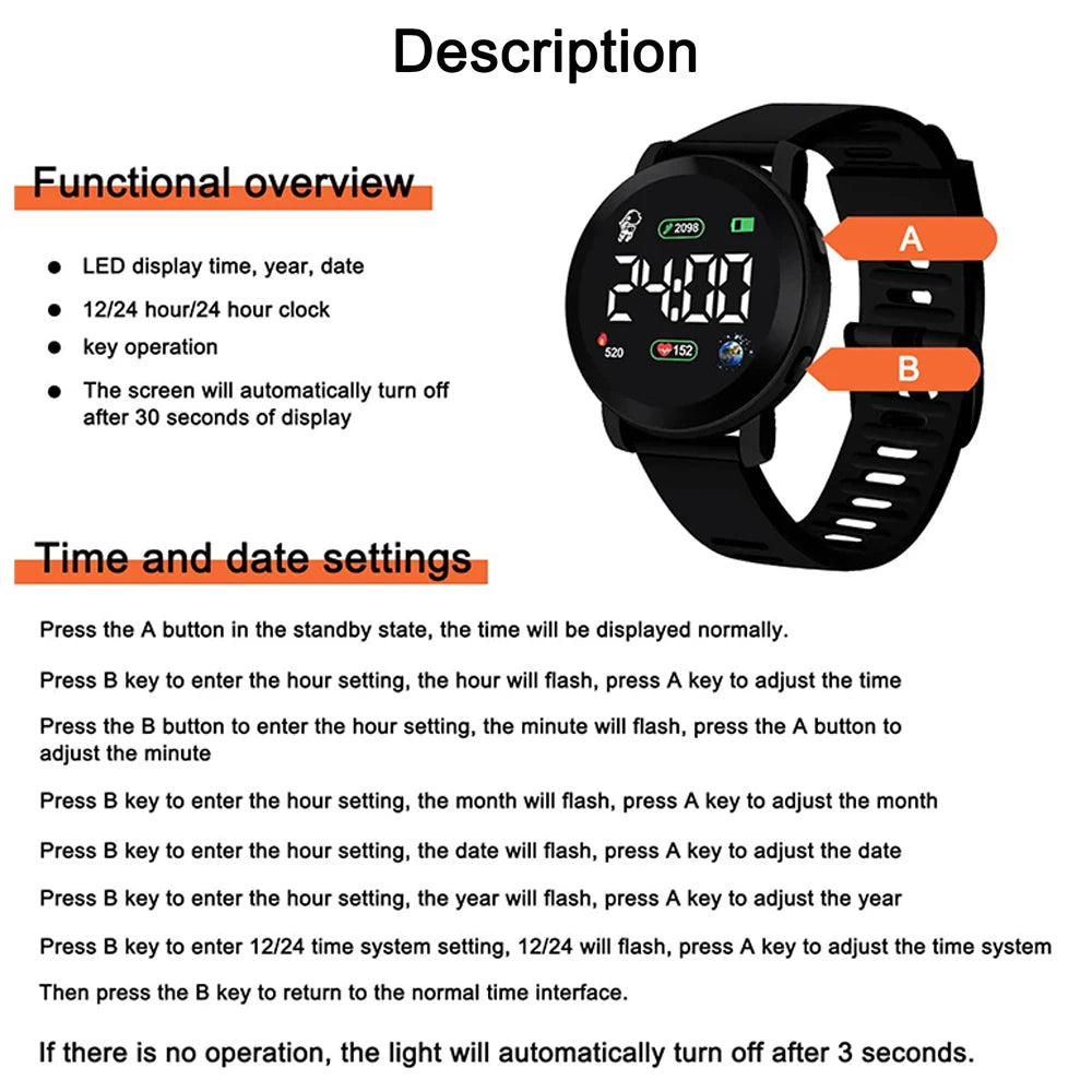 Couple Watches LED Digital Watch for Men Women Sports Army Military Silicone Watch Electronic Clock Hodinky Reloj Hombre - Gym&Gadgets