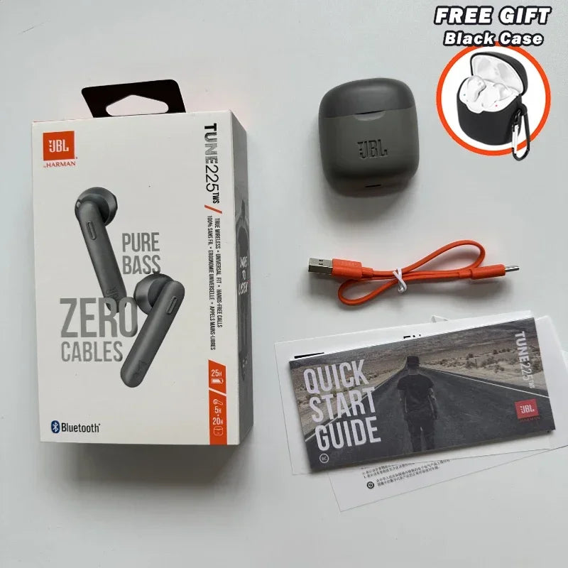 Original JBL Tune 225TWS True Wireless Bluetooth Earbud Headphones T225 TWS Stereo Earbuds Bass Sound Headset with Free cover - Gym&Gadgets