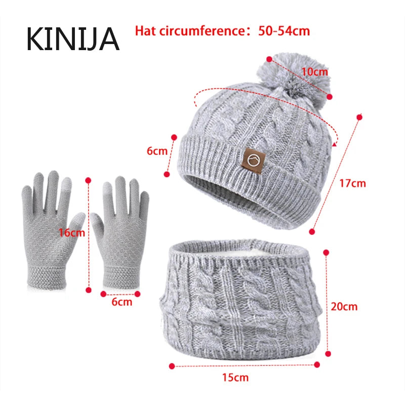 3pc Kids Winter Hat Scarf Gloves Set Unisex Children Beanie. - Gym&Gadgets