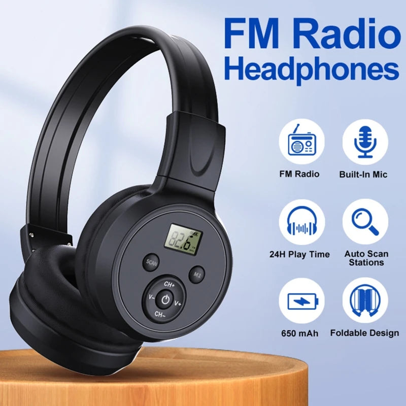 Portable Personal FM Radio Rechargeable Headphone Ear Muffs Foldable Design LCD Display FM Radio Headset Scalable Design - Gym&Gadgets