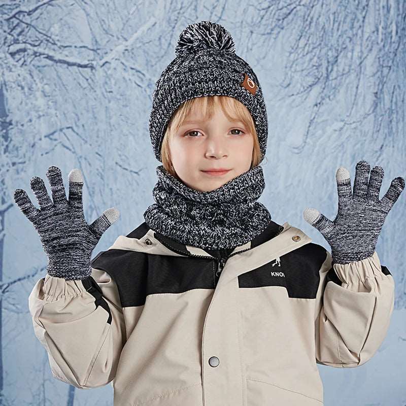 3pc Kids Winter Hat Scarf Gloves Set Unisex Children Beanie. - Gym&Gadgets